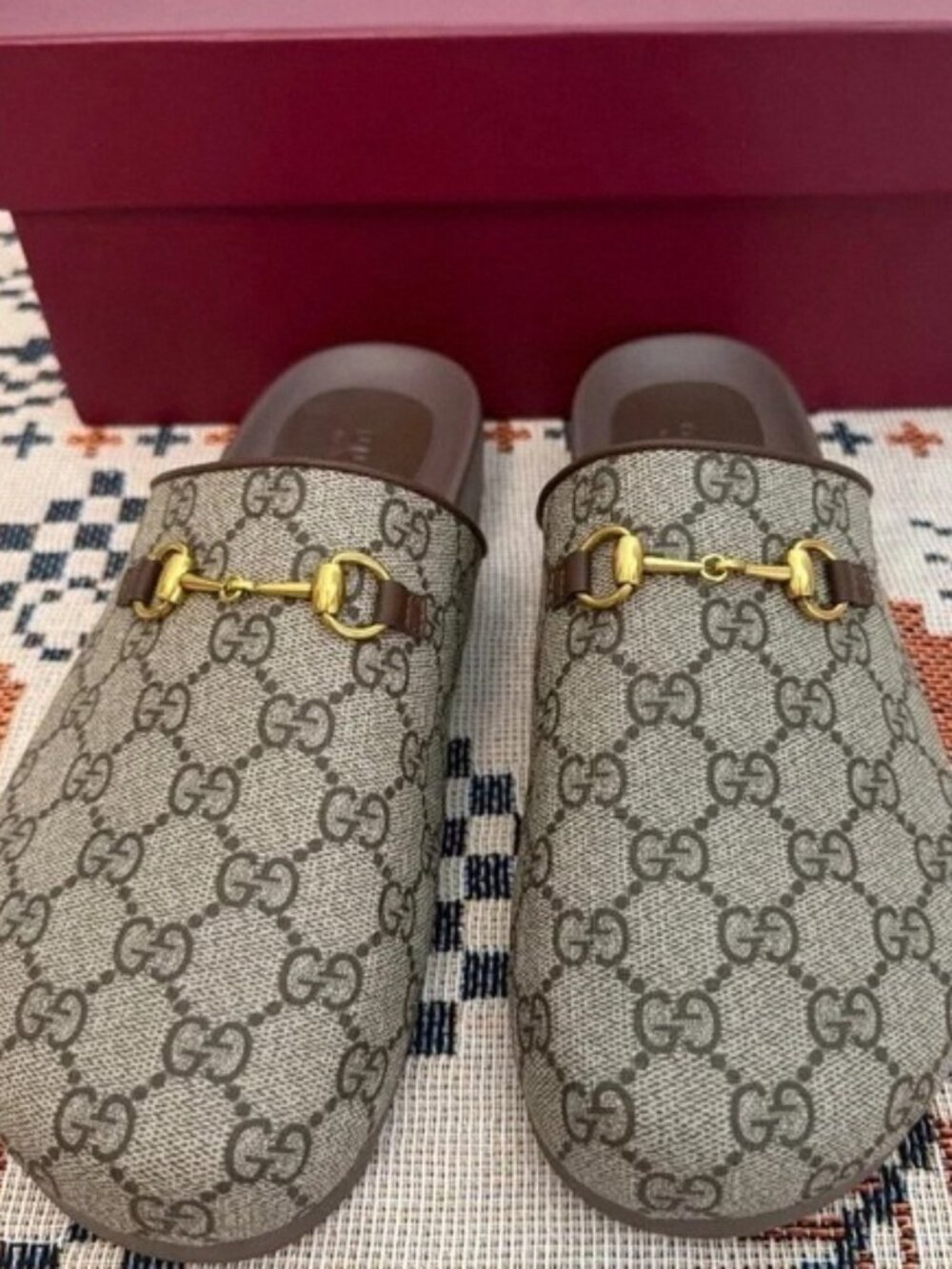 Gucci Supreme GG Monogram Horsebit Mule Slides